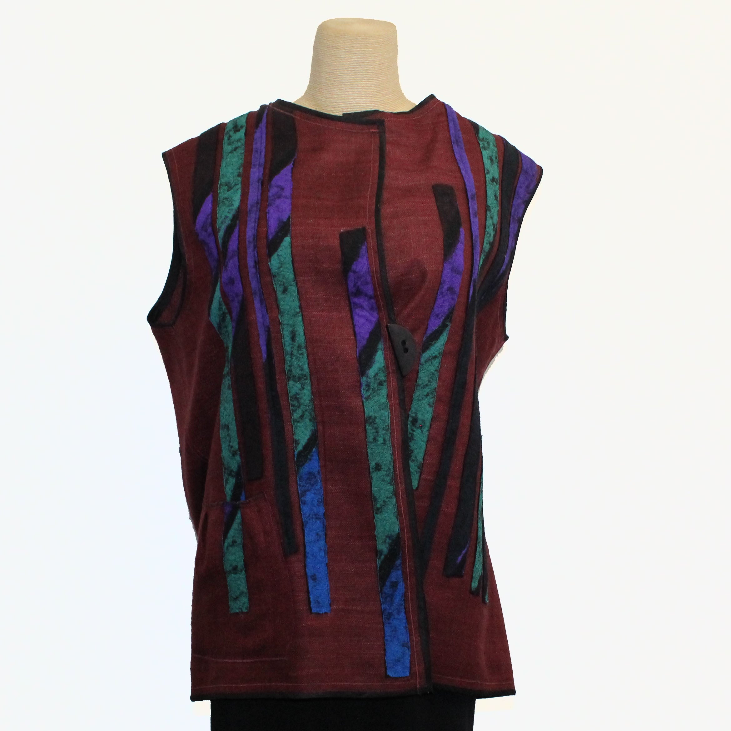 Maggy Pavlou Vest, Burgundy/Turquoise/Purple/Black, M