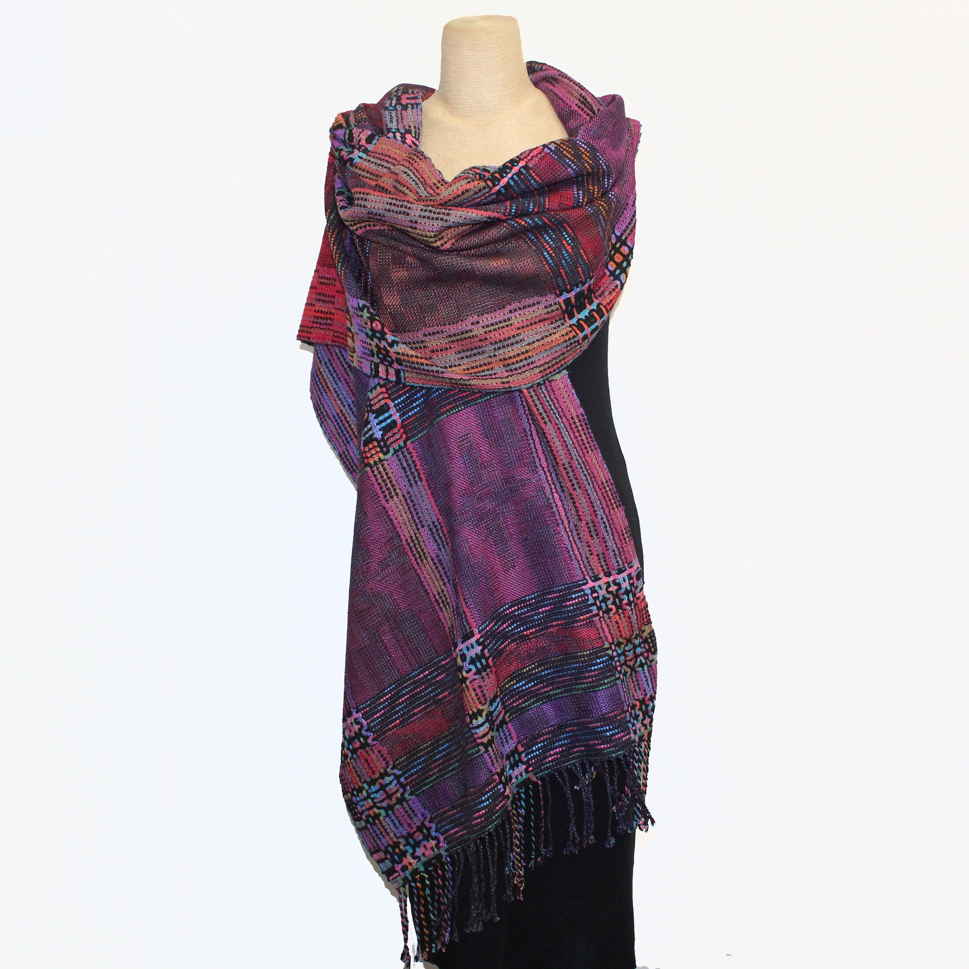 Muffy Young Shawl, Blocks And Polyvalence, Vibrant, Red/Purple