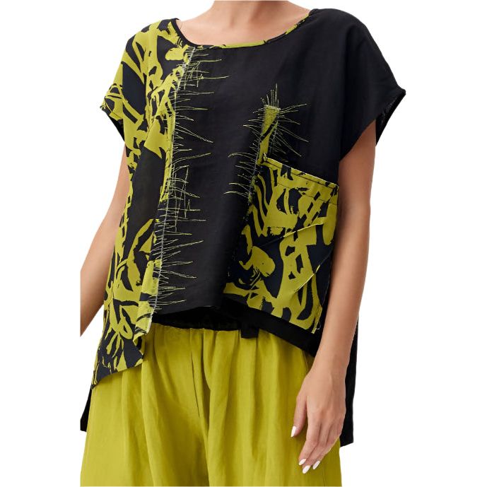 Mara Gibbucci Pullover, Black/Chartreuse XL