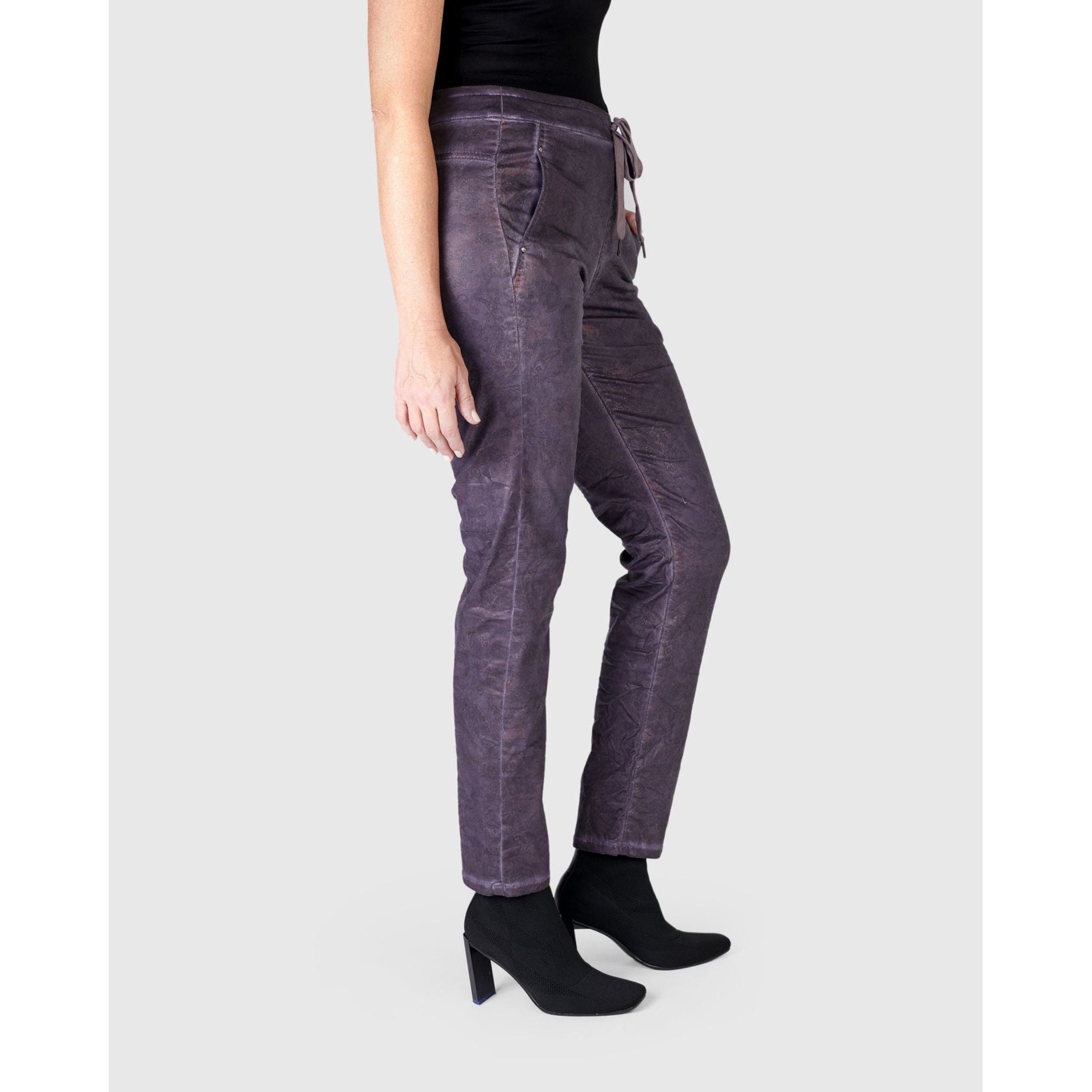 Alembika Pant, Paisley Iconic Stretch, Eggplant L & XXL