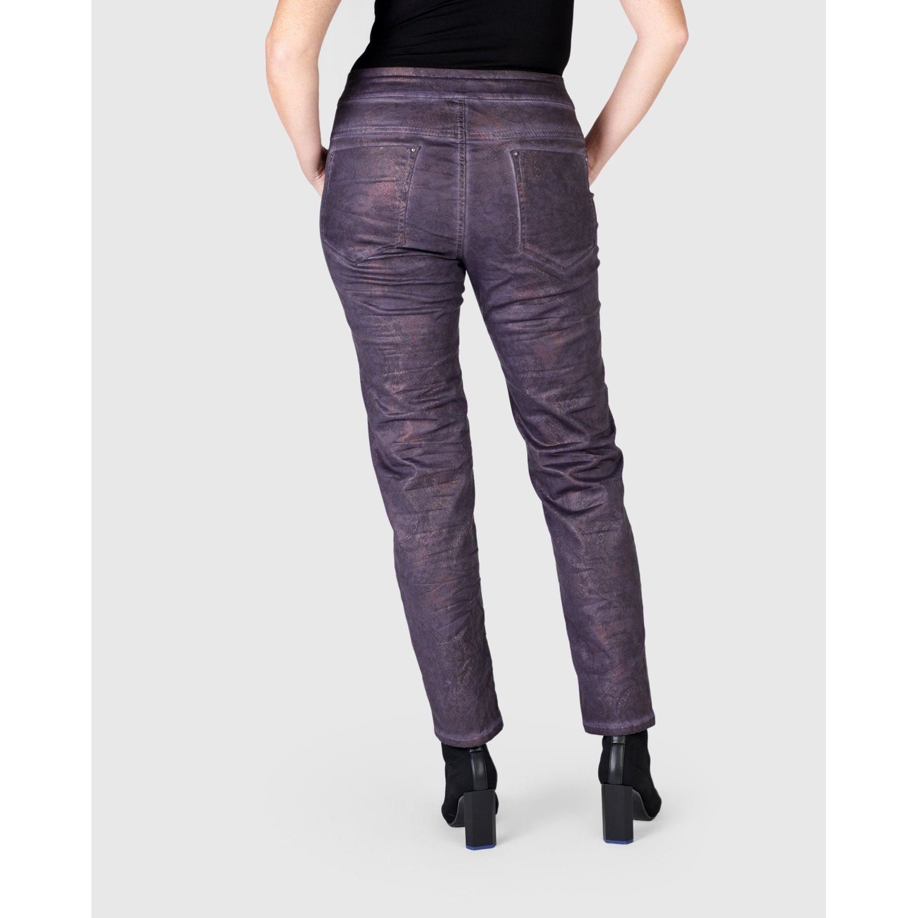Alembika Pant, Paisley Iconic Stretch, Eggplant L & XXL