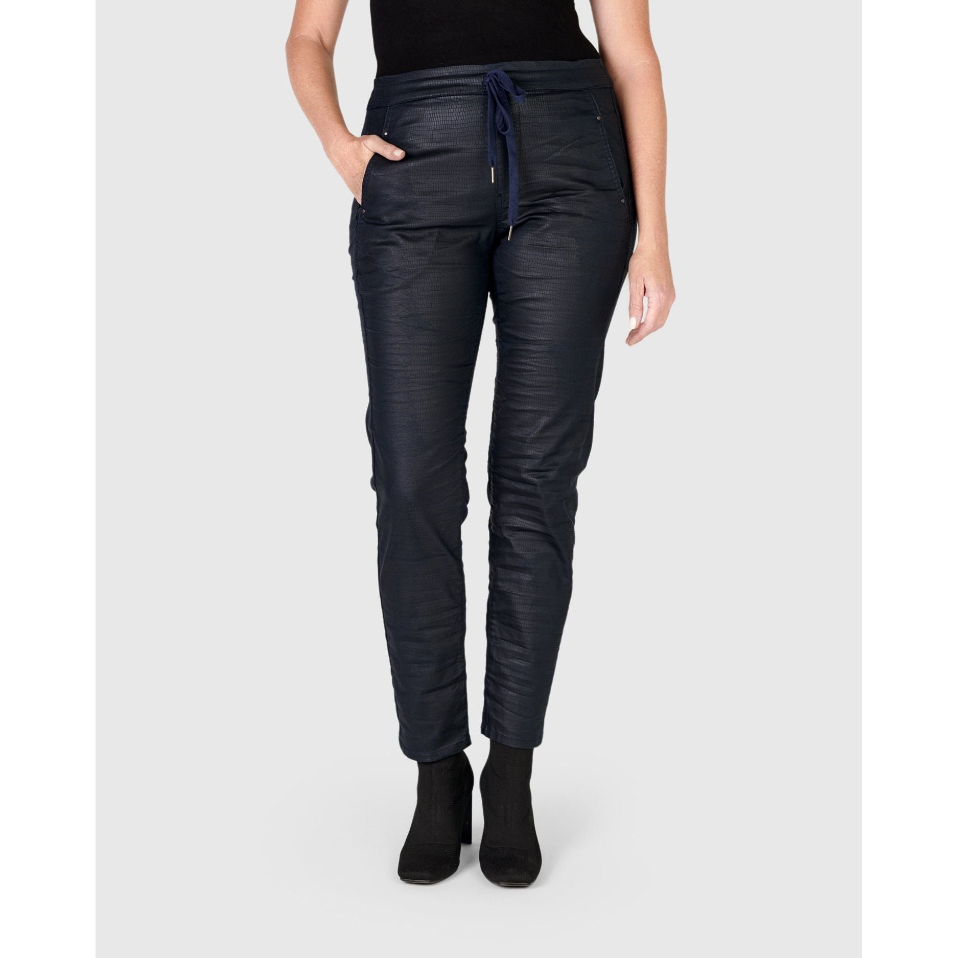 Alembika Pant, Snake Iconic Stretch, Metallic Navy M & XL