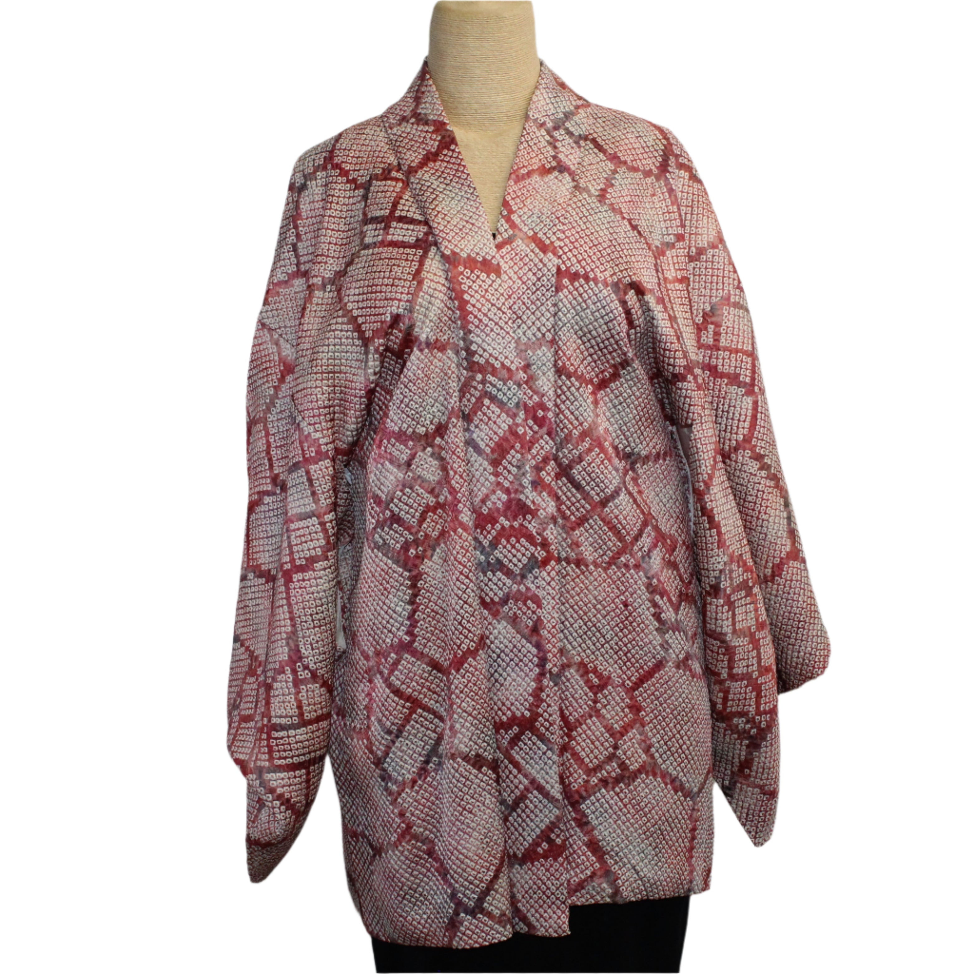 Vintage Silk Kimono, Shibori, Purple, OS