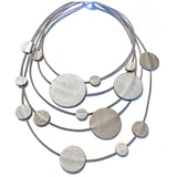 7PM Leather Jewels Necklace, Solar System, Silver/Gold