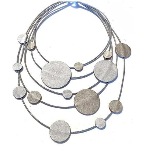 7PM Leather Jewels Necklace, Solar System, Silver/Gold