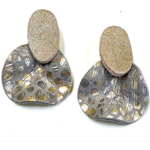 7PM Earrings, Waves, Mosaic, Silver