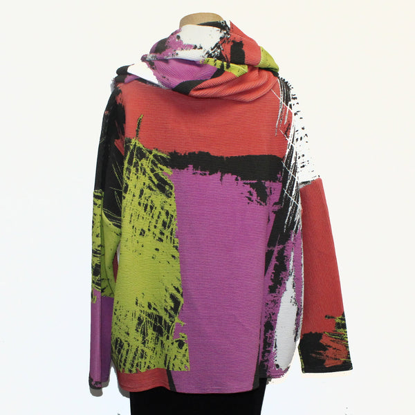 Andrea Geer Boxy Top With Scarf, Pink/Green/Orange M/L & L/XL