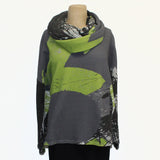 Andrea Geer Boxy Top With Scarf, Grey/Green, M/L