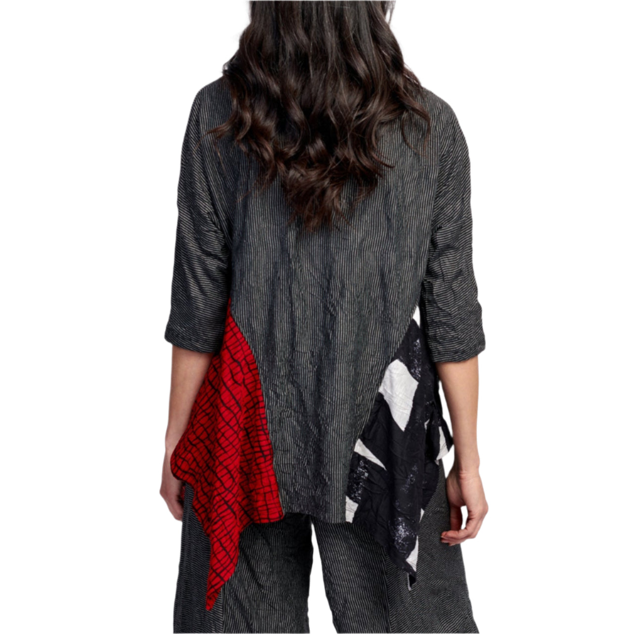 Alembika Tunic, Pinstripe/Black & White/Red