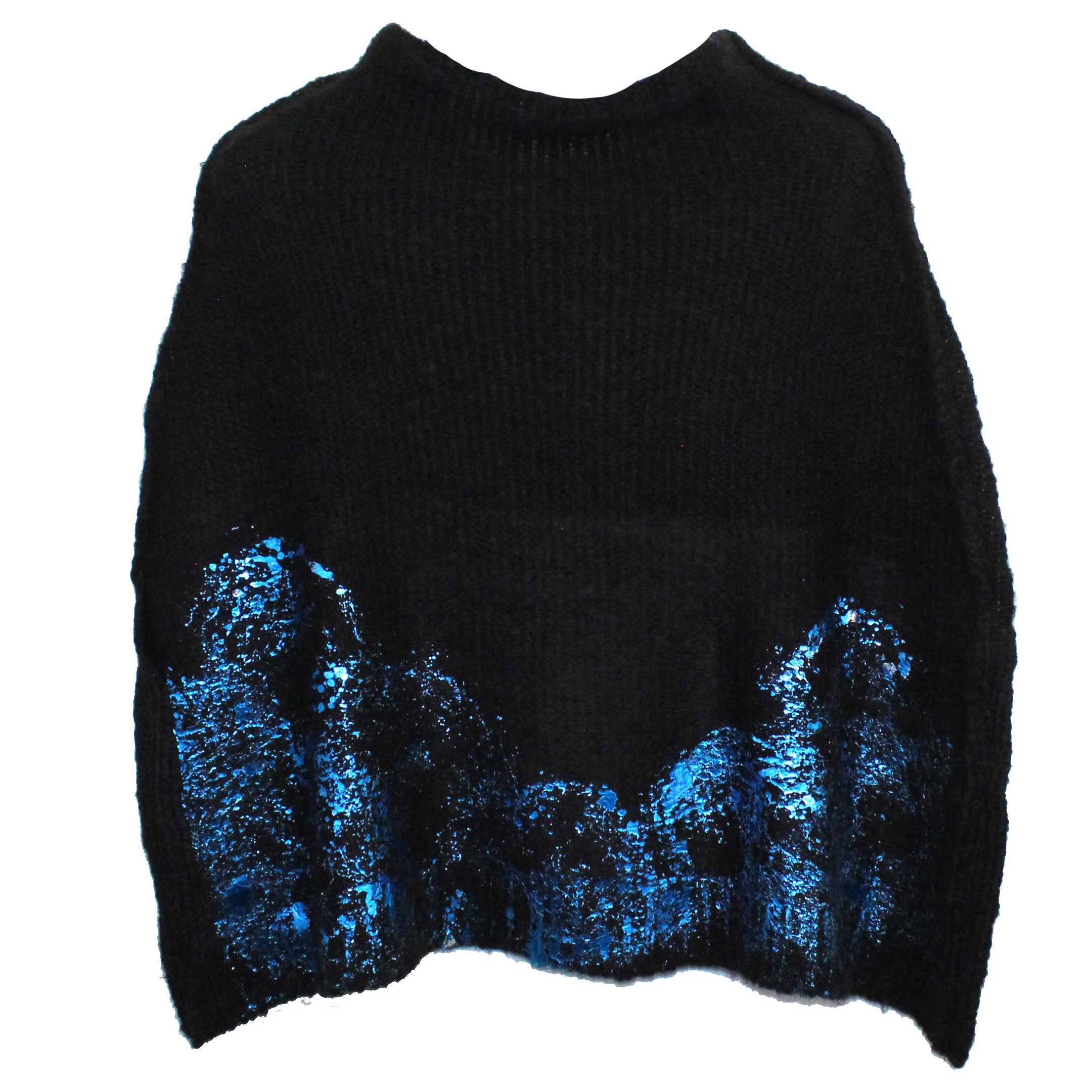 Amano Shrug, Alpaca, Foil Handprint, Black/Peacock M