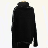 Amano Sweater, Alpaca, Saddle Hand Stitch, Black/White M/L