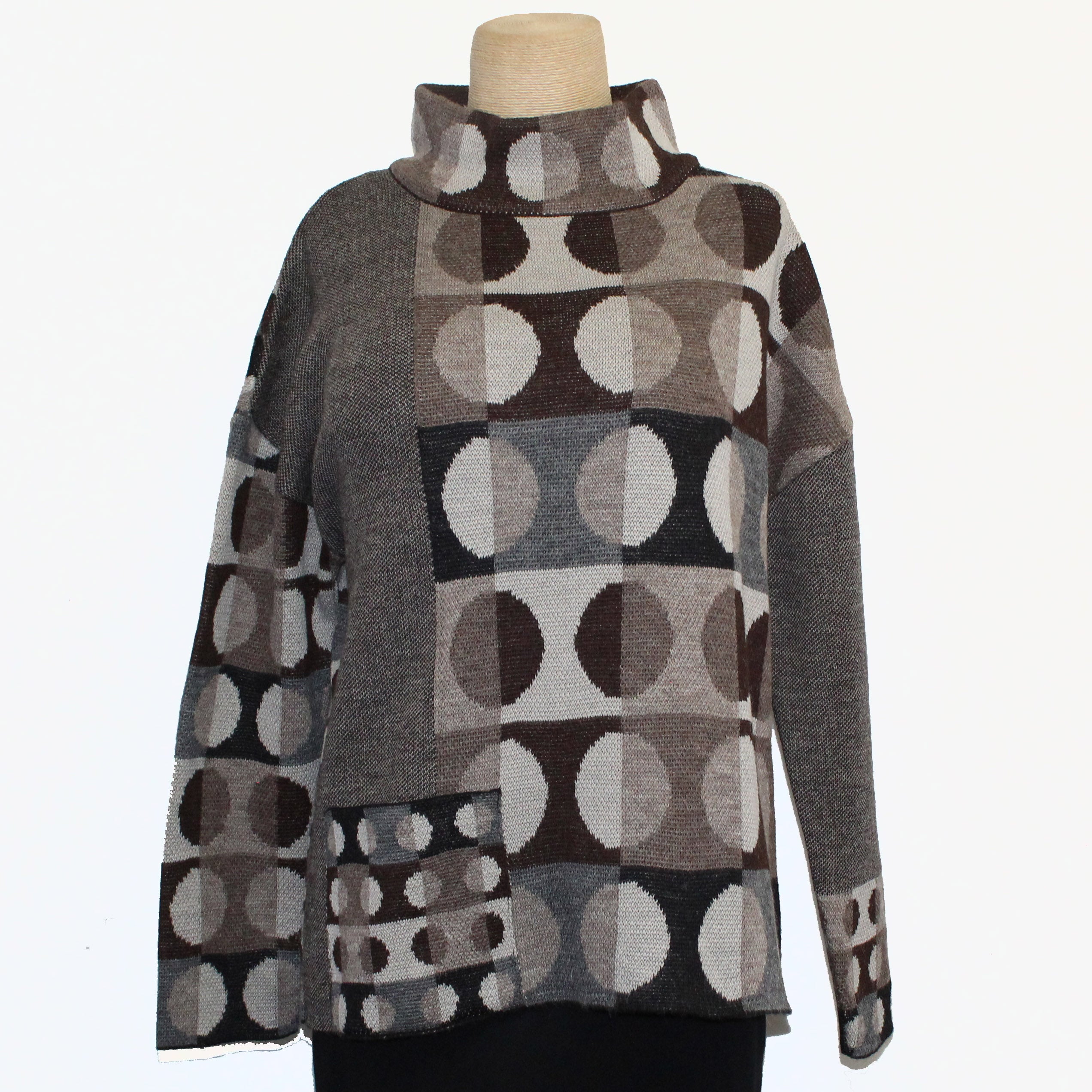 Beyond Threads Pullover, Pique Dots, Brown/Tan/Natural/Grey S