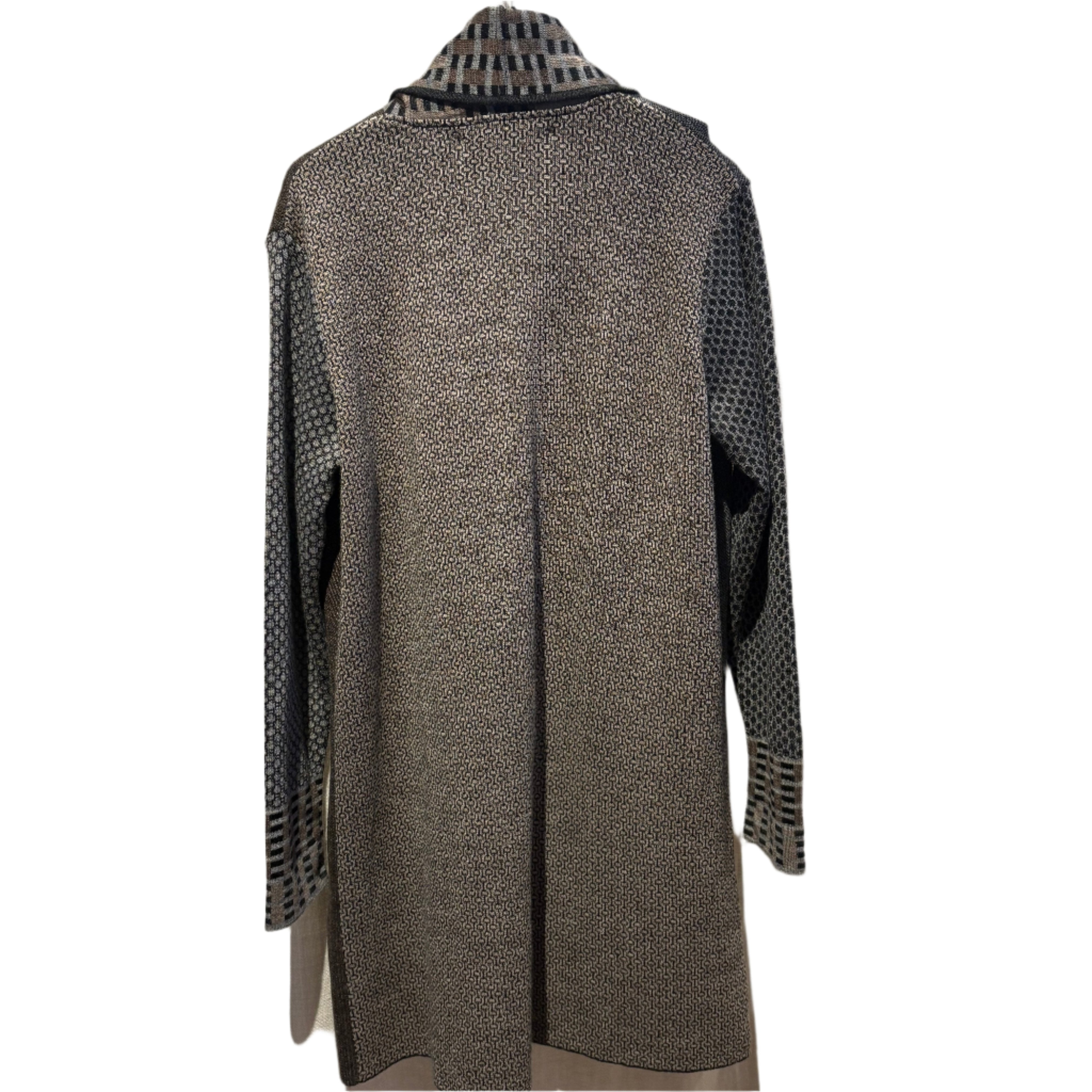 Beyond Threads Cardigan, Pique Long, Grey/Natural/Brown L