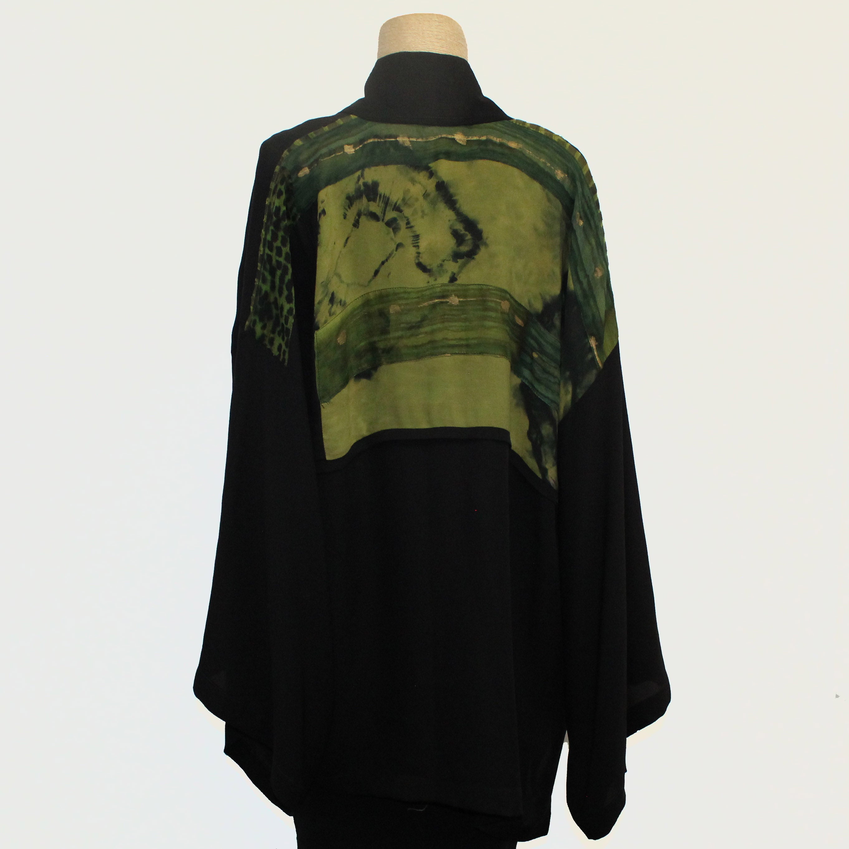 Catherine Bacon Kimono, Mosaic, Black/Olive/Red, OS Fits M-XL