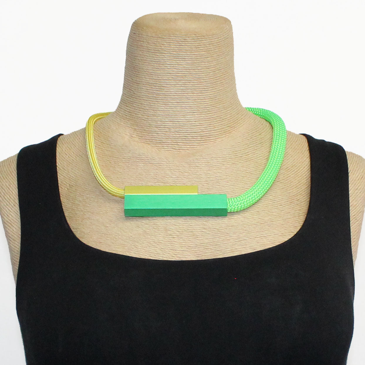 Christina Brampti Necklace, Urban Abstract Aluminum, Yellow/Green