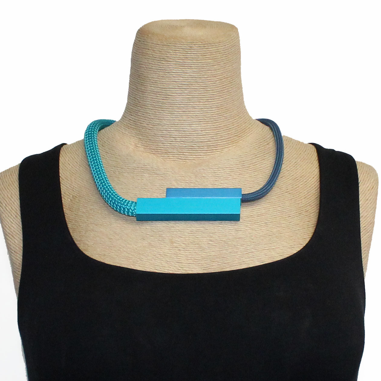 Christina Brampti Necklace, Urban Abstract Aluminum, Blue