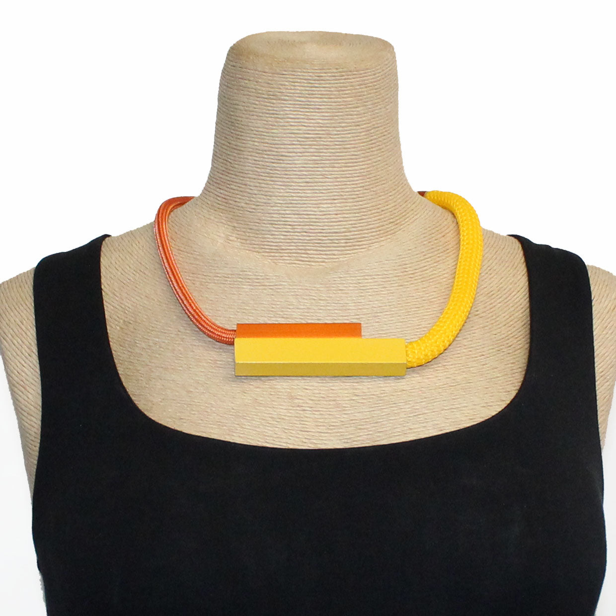 Christina Brampti Necklace, Urban Abstract Aluminum, Orange/Yellow