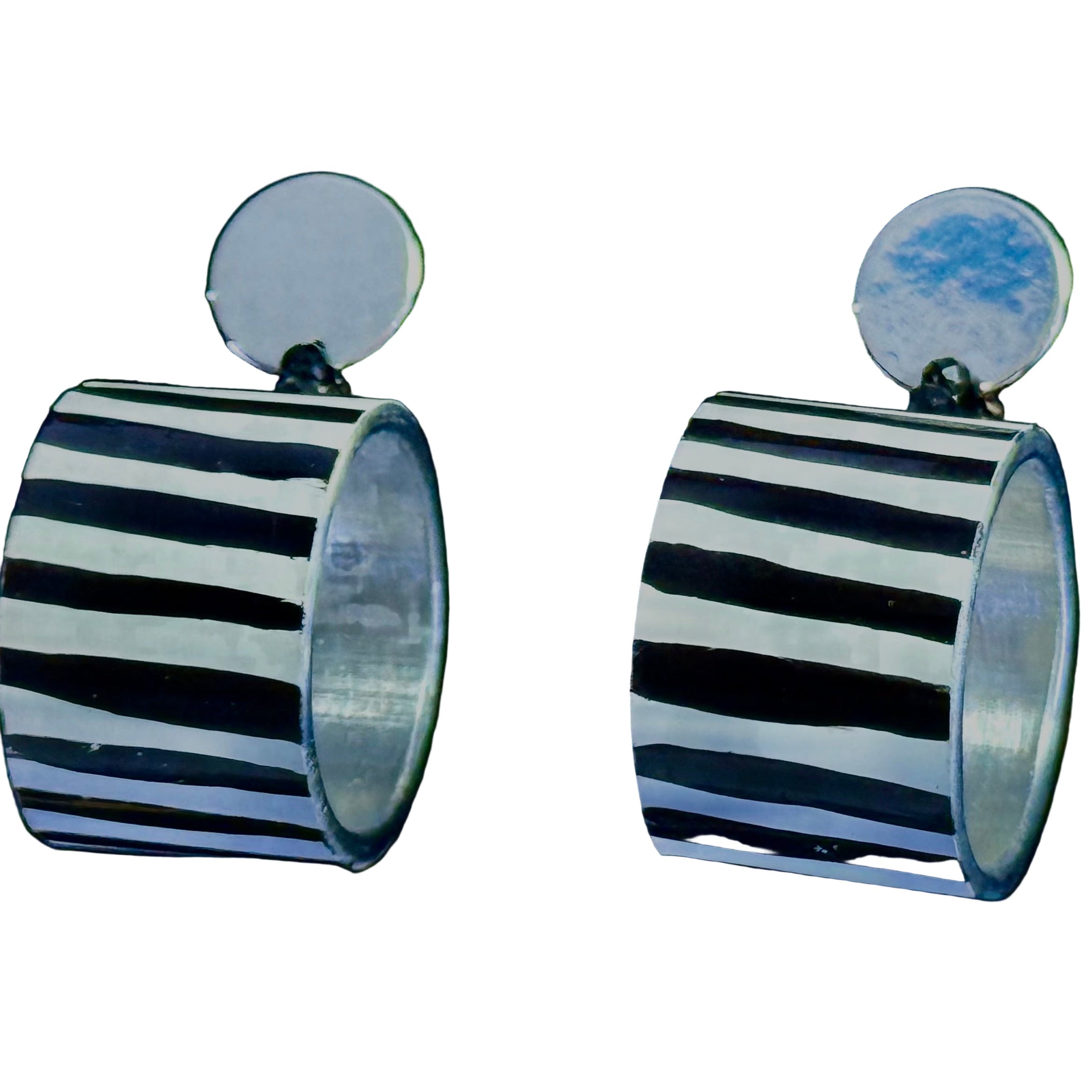 Christina Brampti Earrings, Post, Black/White