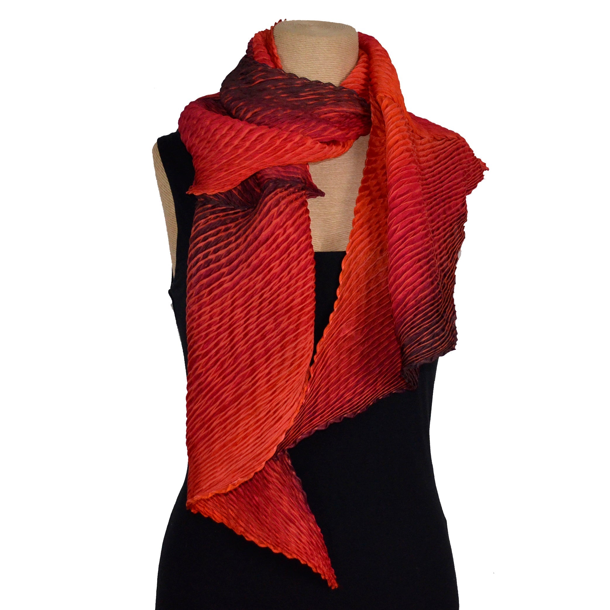 Cathayana Scarf, Zigzag, Red/Black