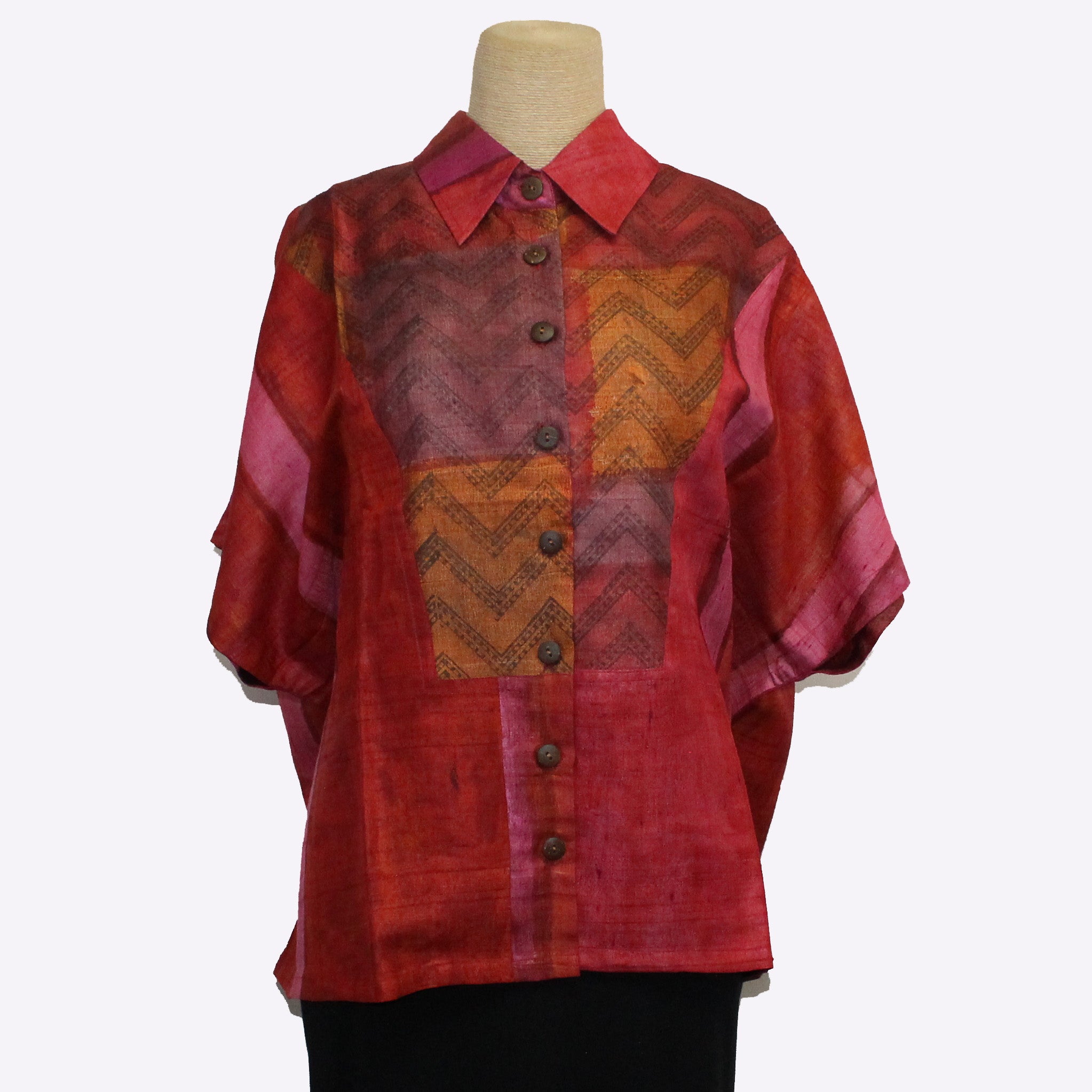 Darshan Shah Shirt, Short, Burnt Orange/Pink/Fuchsia, M/L