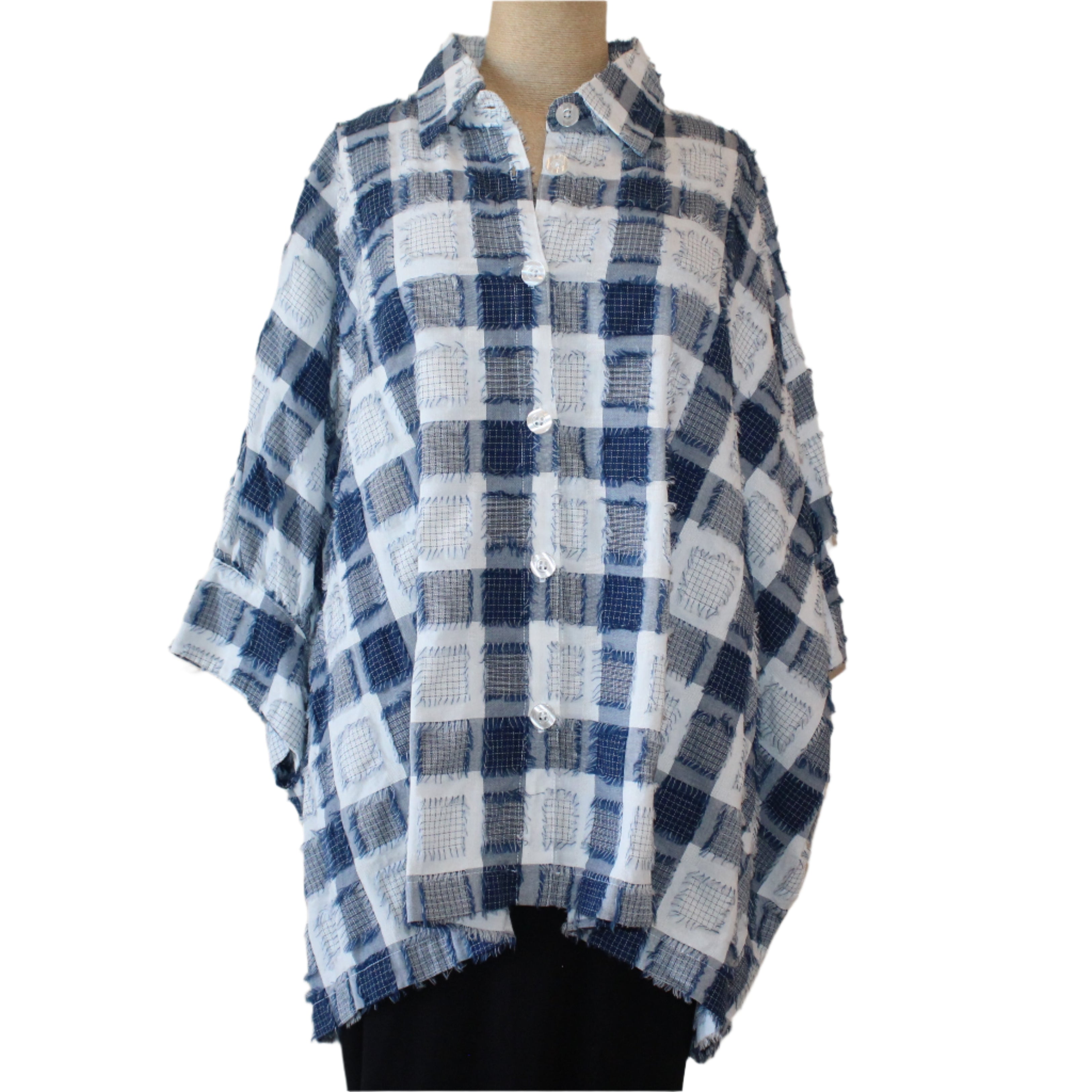 Dress To Kill Shirt, Balloon, Ragged Edge, Blue/White, Fits M - XL