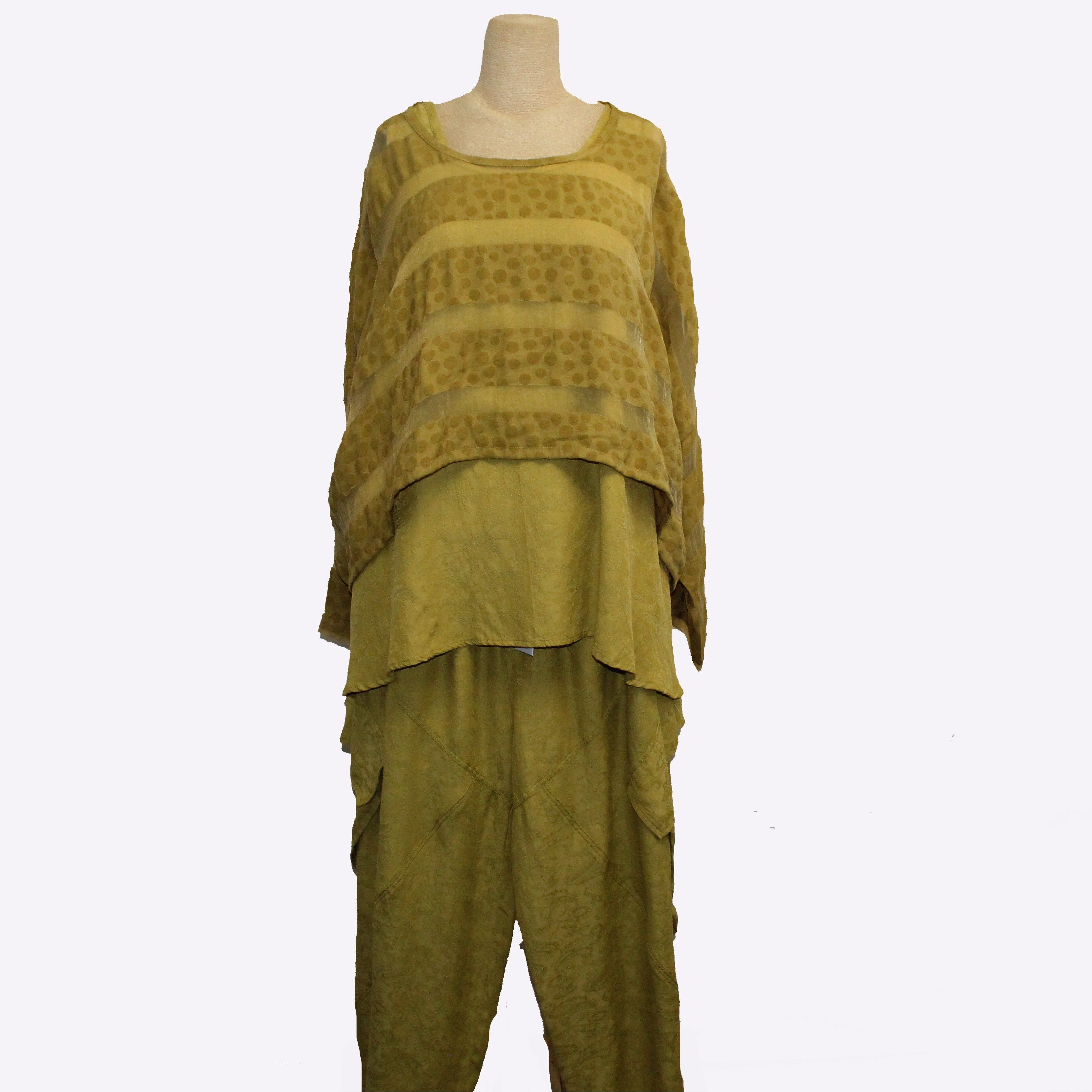 Dress To Kill Top, Crop, Dotted Stripe, Mustard, Fits XS-M