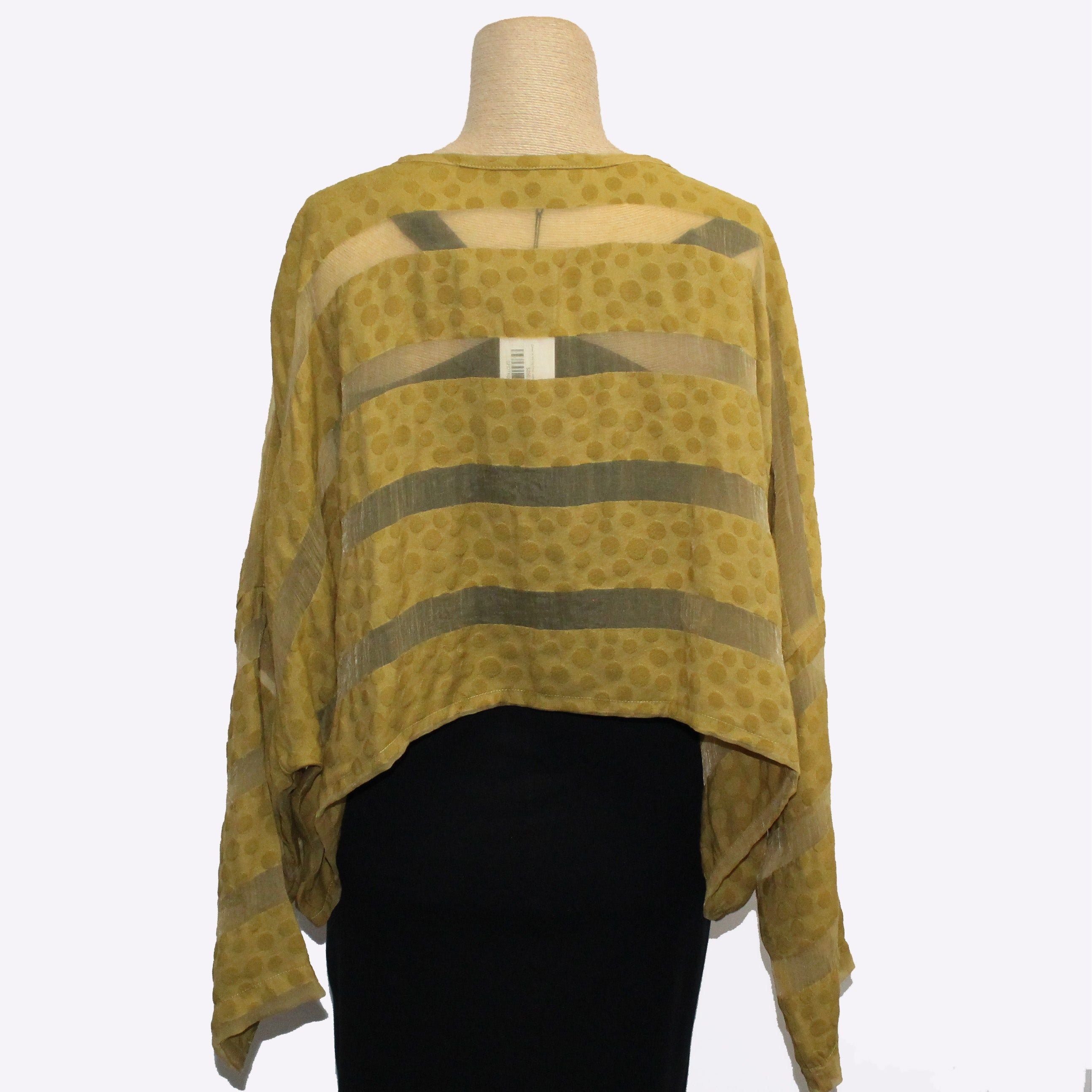 Dress To Kill Top, Crop, Dotted Stripe, Mustard, Fits XS-M