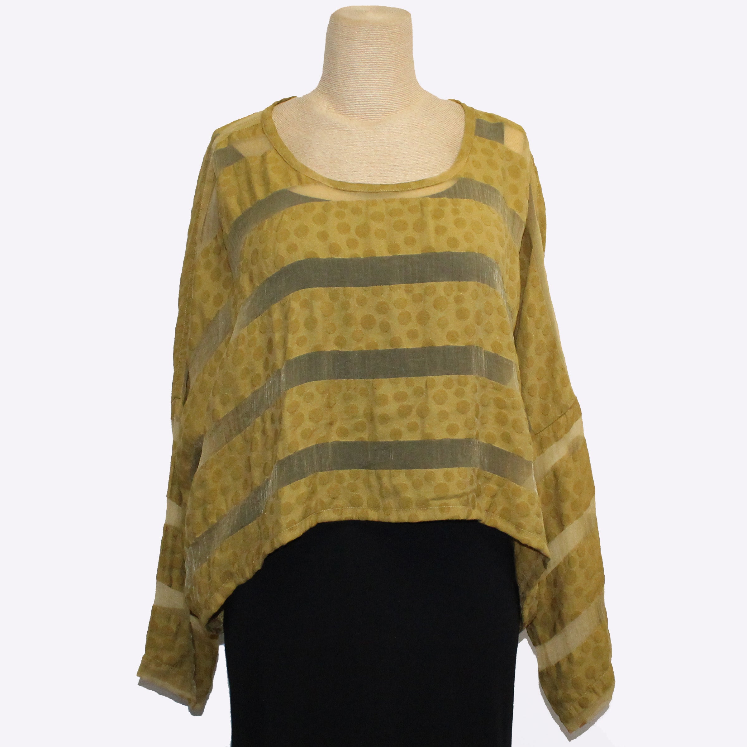 Dress To Kill Top, Crop, Dotted Stripe, Mustard, Fits XS-M