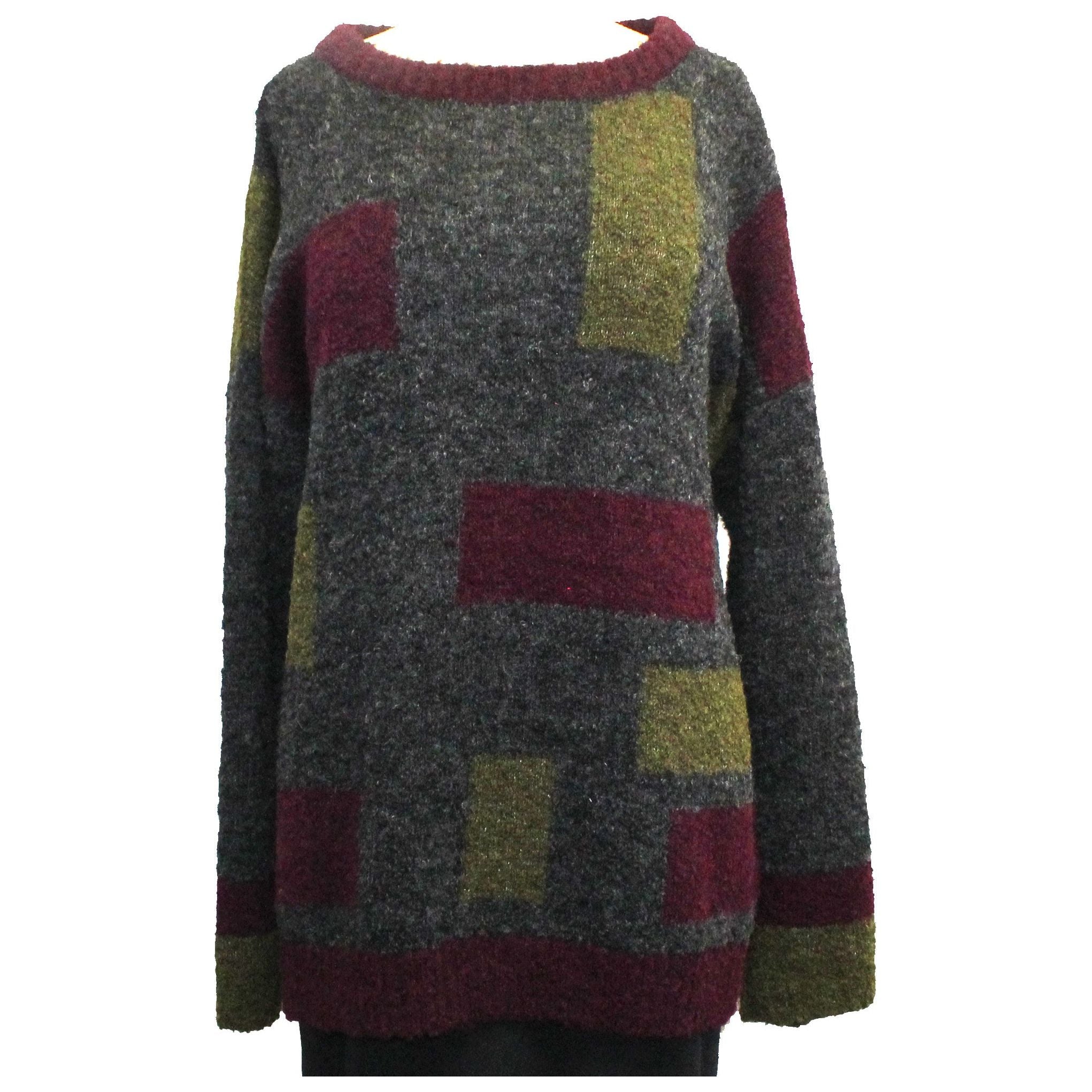 Iridium Sweater, Color Block, Wild Berry/Grey/Green, M/L