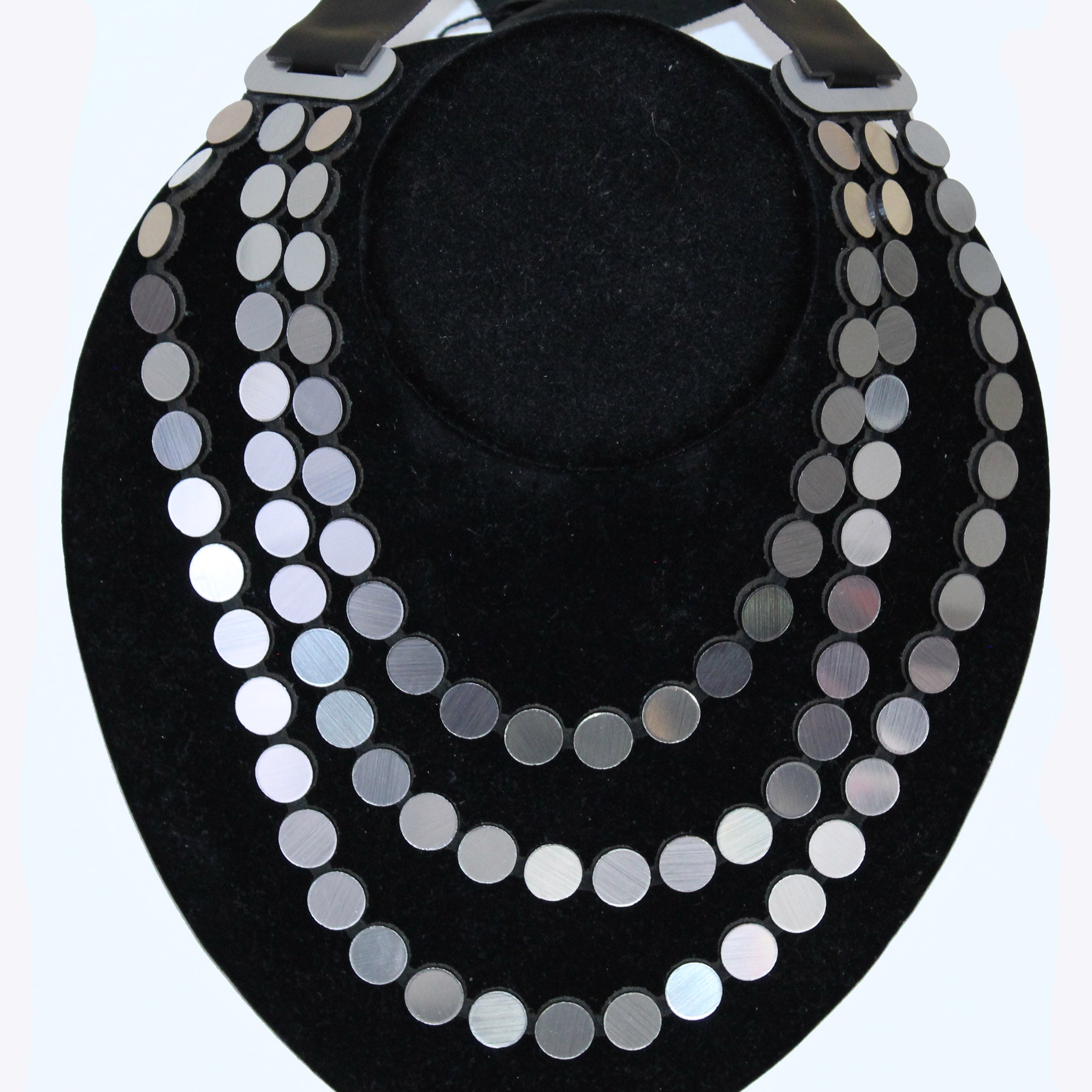 Iskin Sisters Necklace, Abstraction, Three Strand, Silver