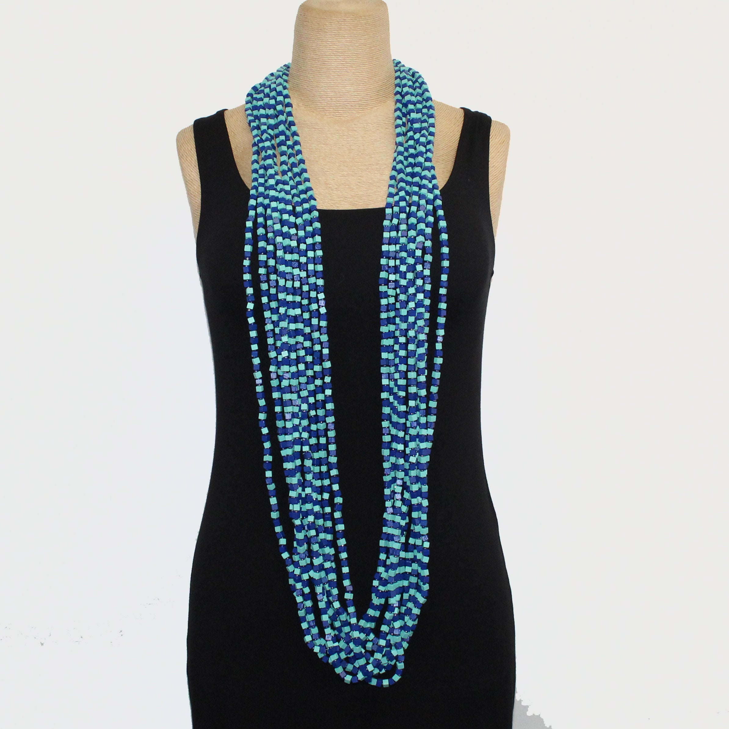 Jianhui London Necklace, Cubes, Blue/Turquoise