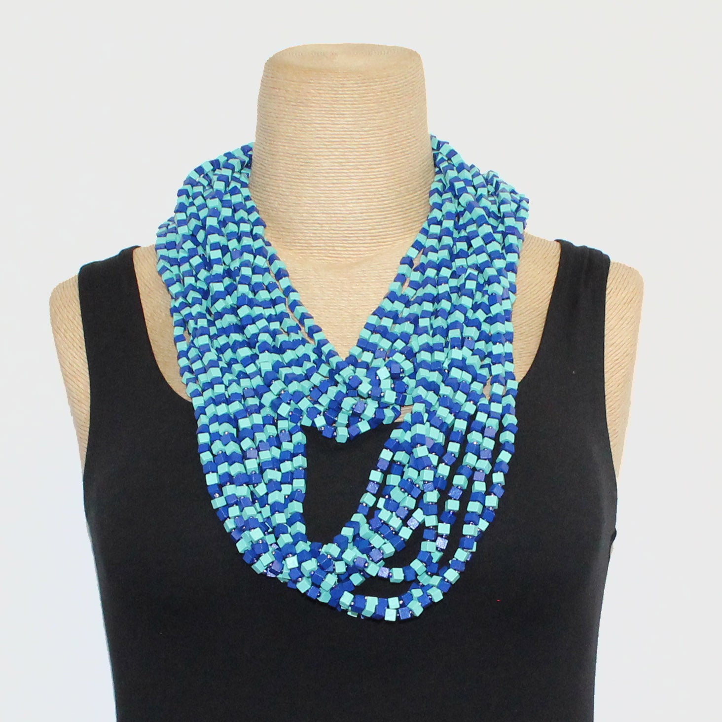 Jianhui London Necklace, Cubes, Blue/Turquoise