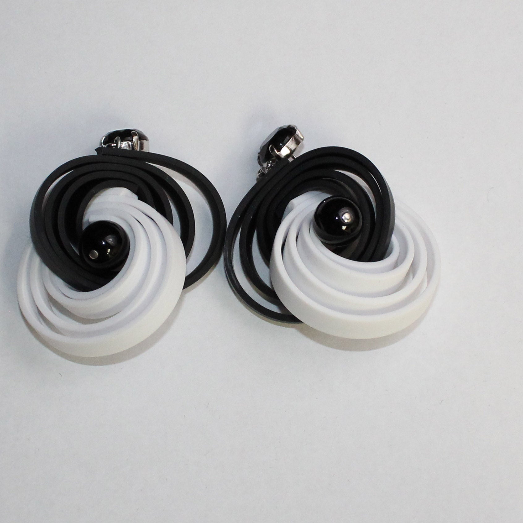 Klamir Earrings, Black & White/Black Murano Beads
