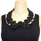 Klamir Necklace, Black/Black Murano Beads