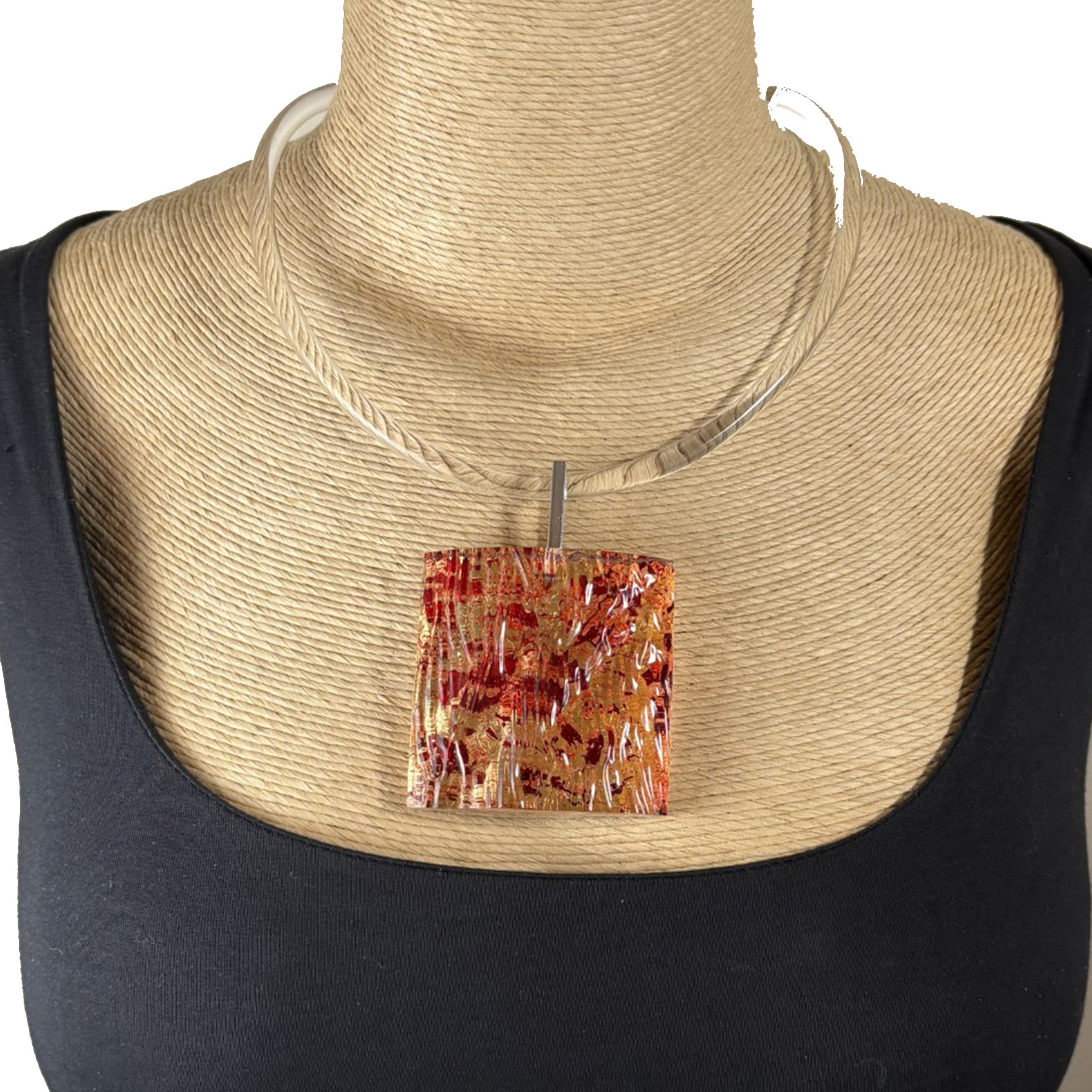 Laurent Guillot Necklace With Pendant, Lucite, Red/Gold