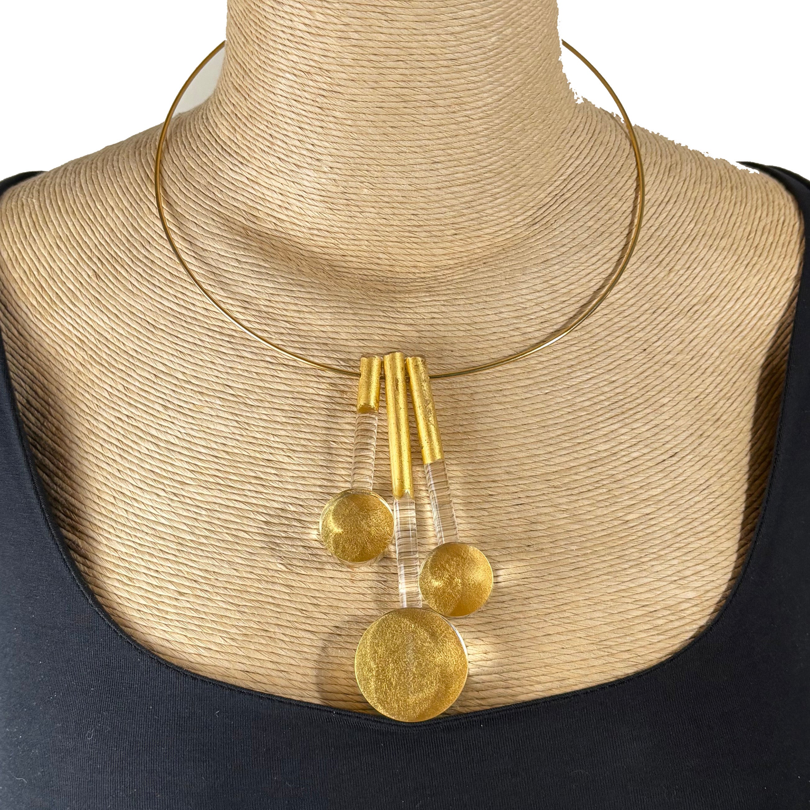 Laurent Guillot Necklace With Pendant, Lucite, Gold