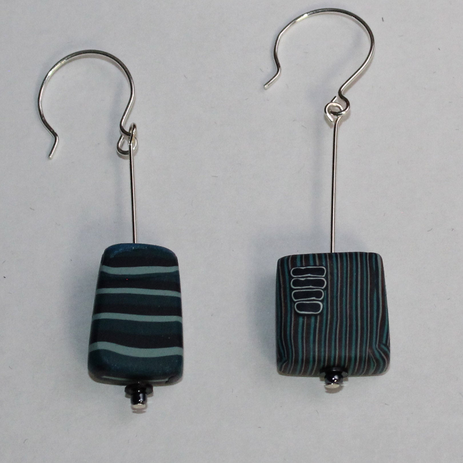 Loretta Lam Earrings, Asymmetrical Stones, Blue