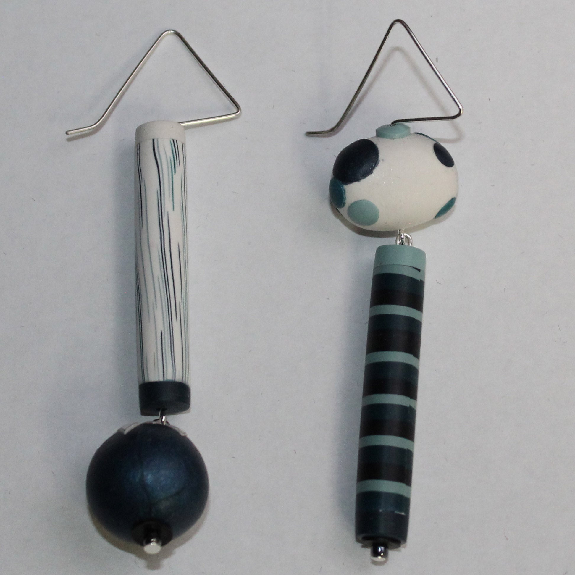 Loretta Lam Earrings, Asymmetrical Dangles, Blue