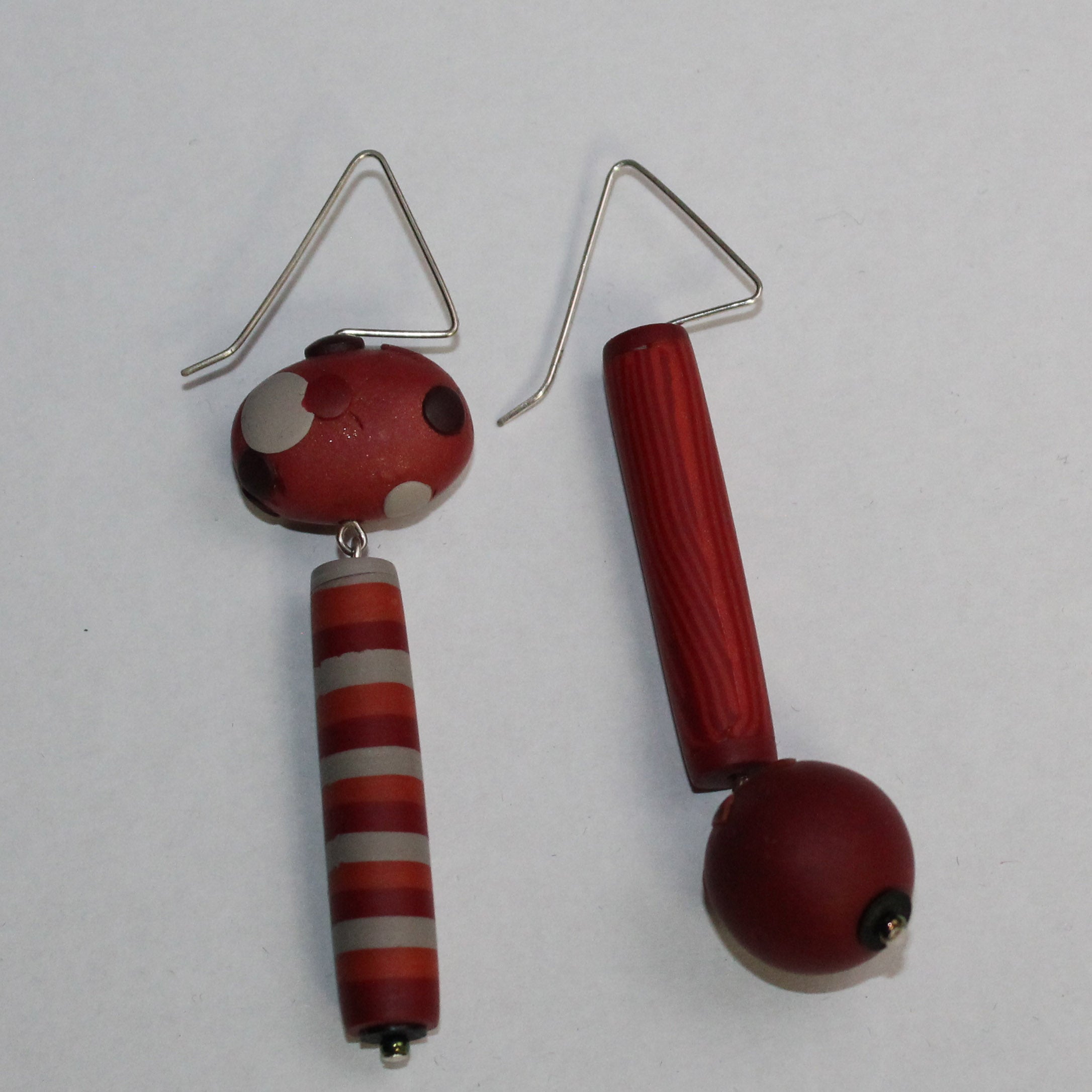 Loretta Lam Earrings, Asymmetrical Dangles, Red