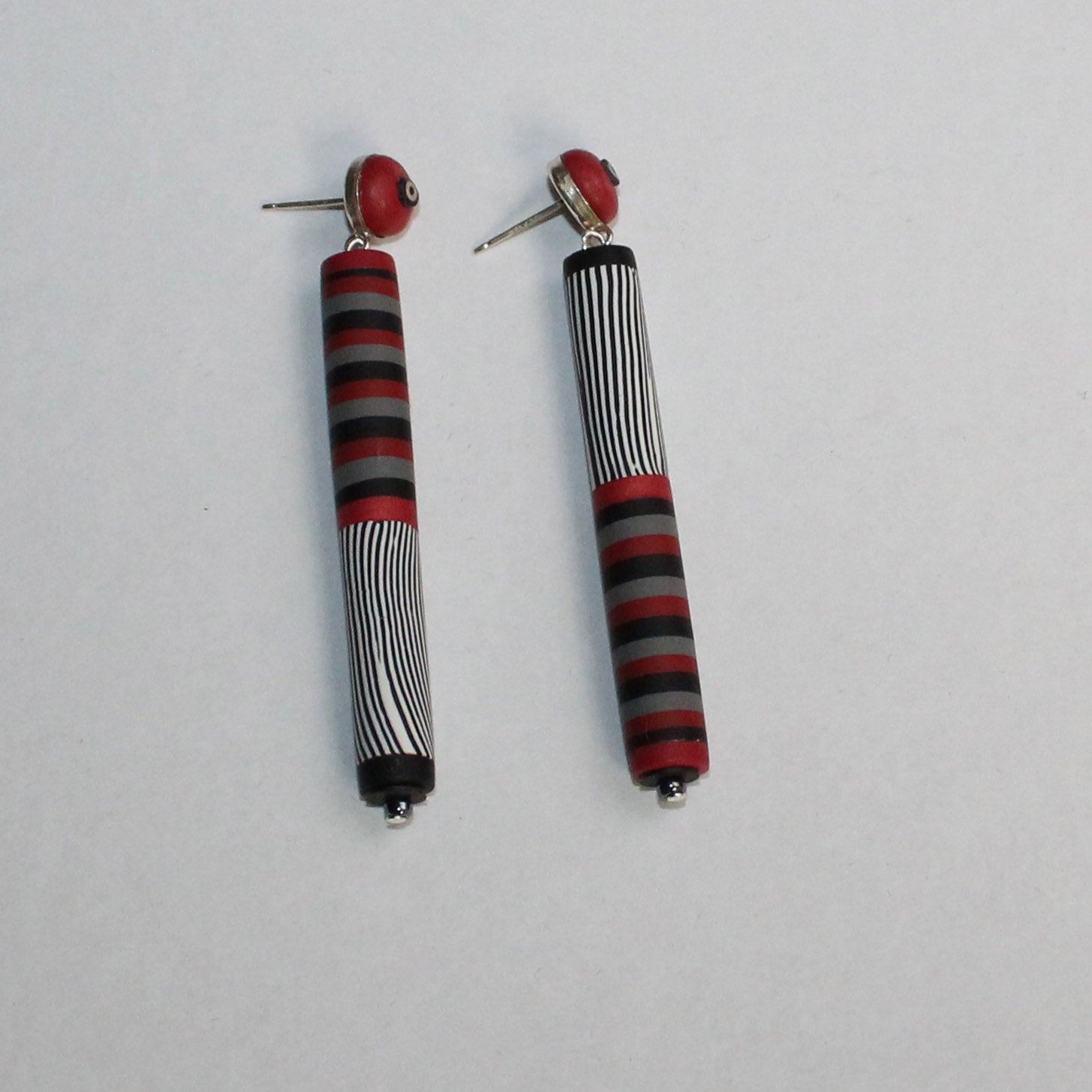 Loretta Lam Earrings, Tube Posts, Red