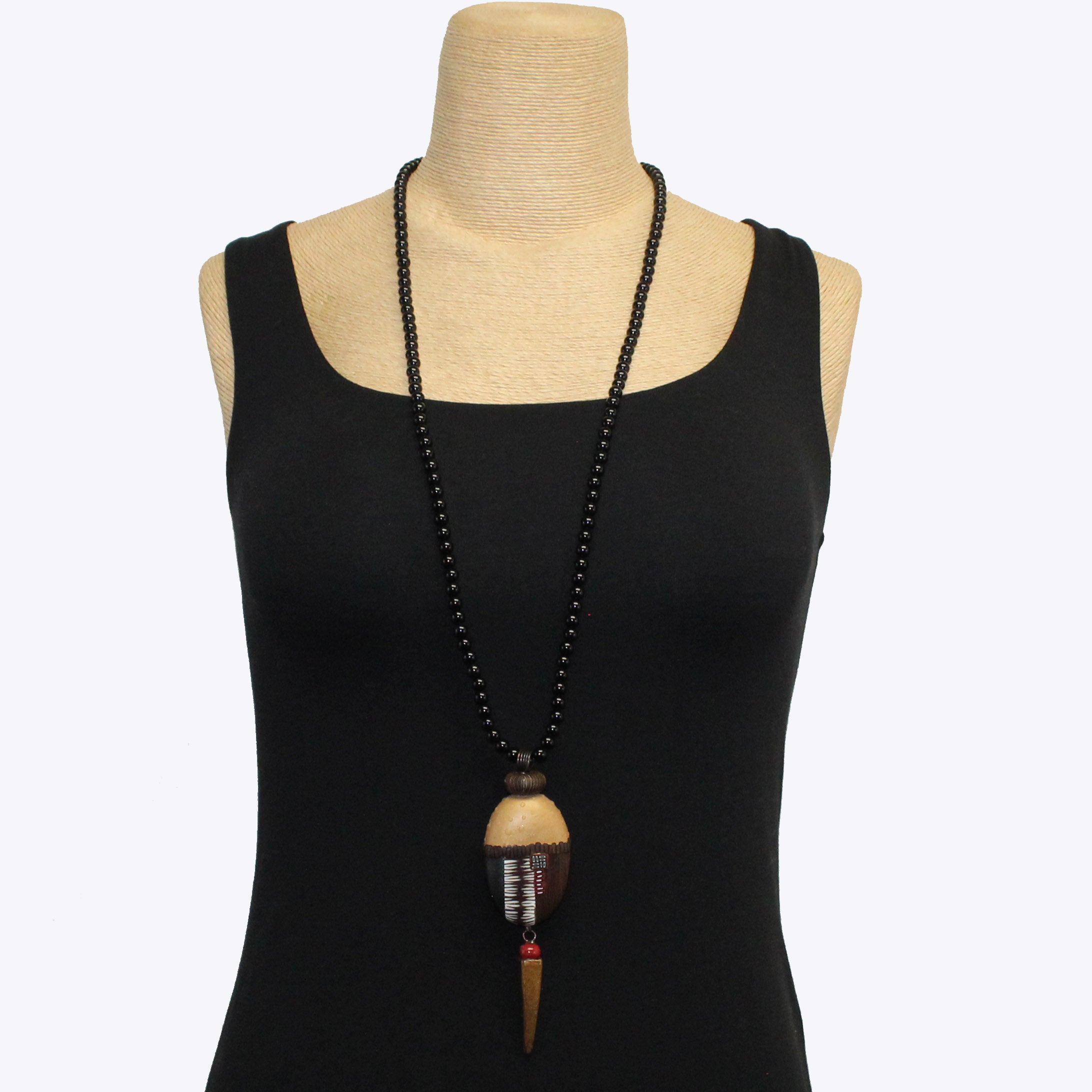 Loretta Lam Necklace, Large Bead Pendant, Gold