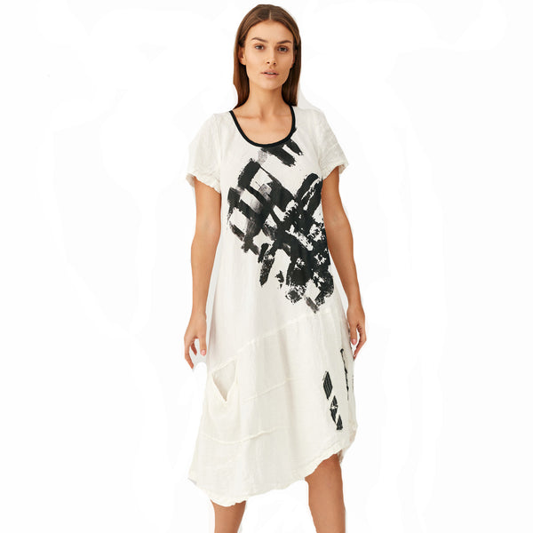 Mara Gibbucci Dress, Brush/Patchwork, White/Black XS & S