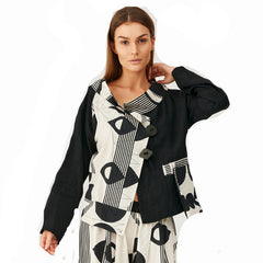 Mara Gibbucci Jacket, Geometric Print, White/Black M