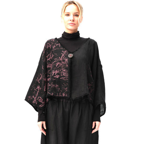 Mara Gibbucci Jacket, V Neck, Purple/Black S, M & L