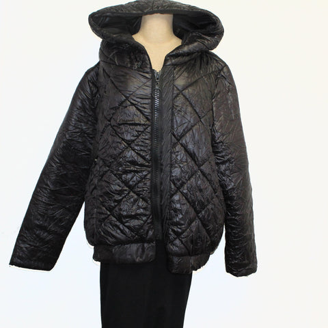 Mara Gibbucci Jacket, Quilted With Hood, Black XL