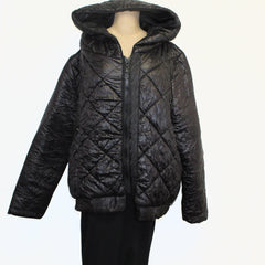 Mara Gibbucci Jacket, Quilted With Hood, Black XL