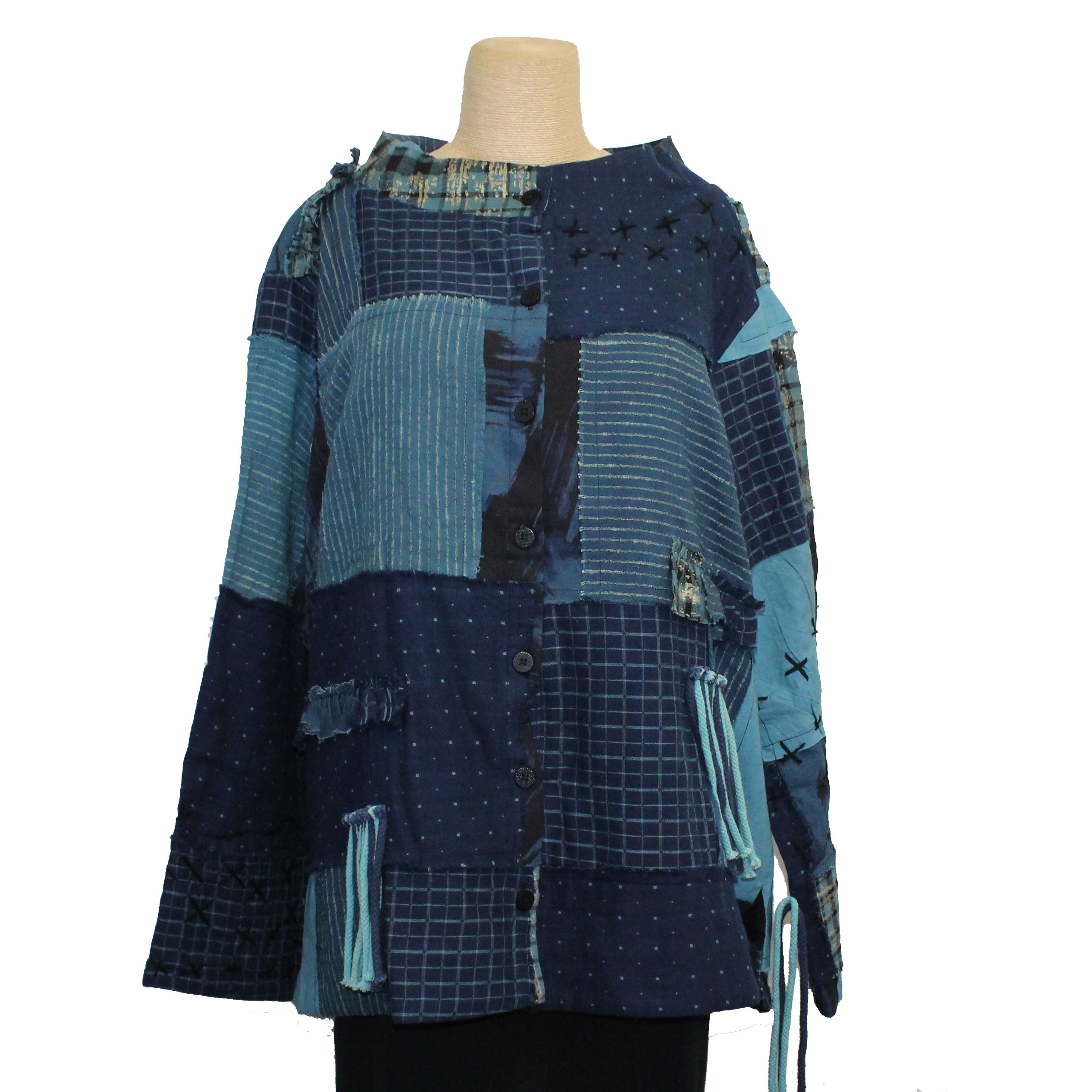 M Square Hazel Shirt/Jacket, Patchwork Blues M/L