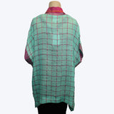 M Square Tunic, Long Side, Turquoise/Raspberry XL