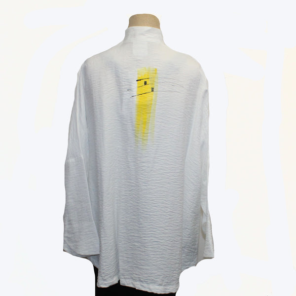 M Square Shirt, Circular Painted, Excitement, Yellow/White OS Fits M-XL
