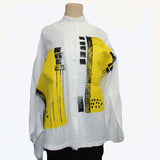M Square Shirt, Circular Painted, Excitement, Yellow/White OS Fits M-XL